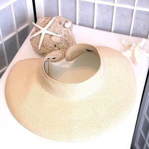 A New Day Cream Wide-Brim Packable Visor, Adjustable Snap Closure